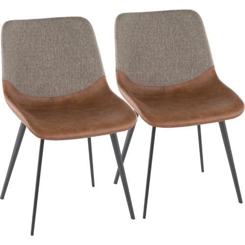 Outlaw Accent Chair in Espresso Leatherette & Brown Fabric (Set of 2)